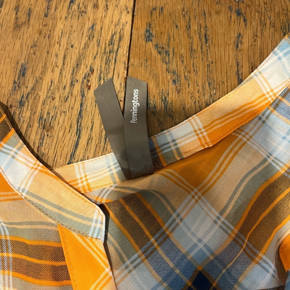 PENNINGTONS – Orange & Blue Plaid Button-Up Blouse – Size 3X - Picture 2 of 11